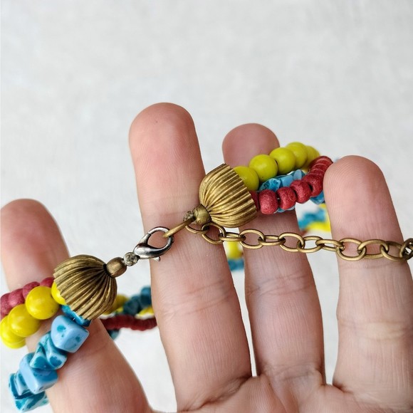 NWOT Multi-layer Beaded Stone Boho Necklace - Picture 5 of 5